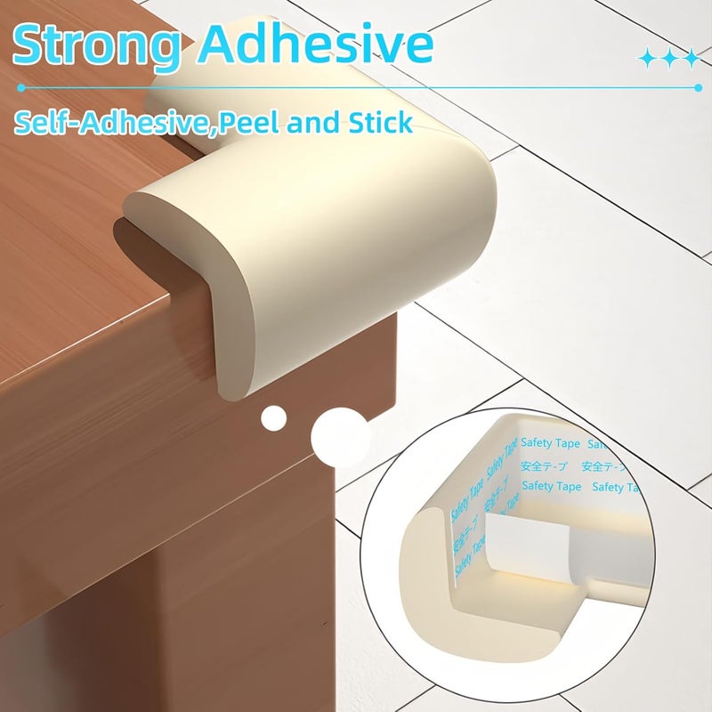 ZOMPAGO Baby Proofing Edge Corner Protector,L-Shape Cabinet Door Bumper,10 Furniture Safety Soft Corner Guards,Table Corner Protectors,Wall Protector,Self Adhesive,for Nursery,Kitchen,Fireplace,Table - Image 5